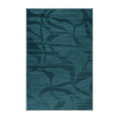 Tapis bleu abstrait lavable à la machine
