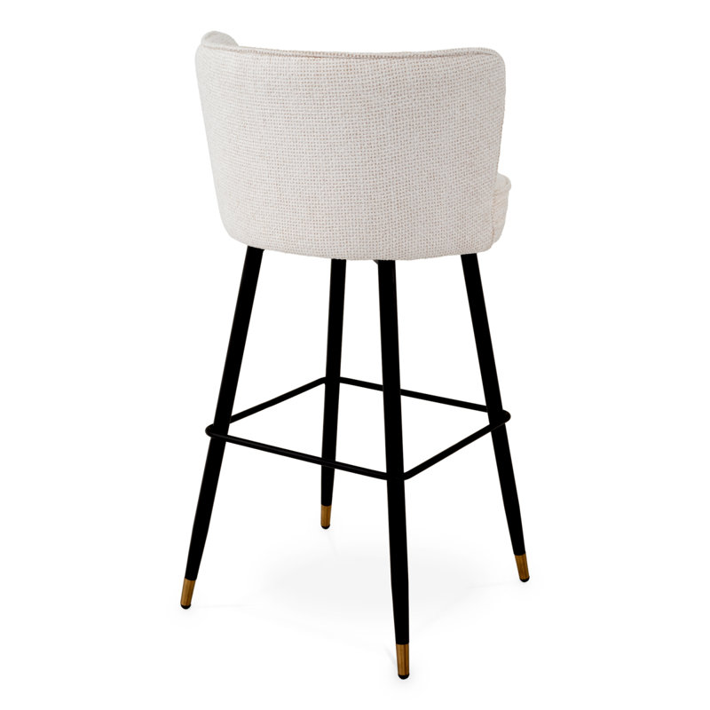 Bar Stool Grenada Velvet, Off White, Bar Stool (31.1" Seat Height)