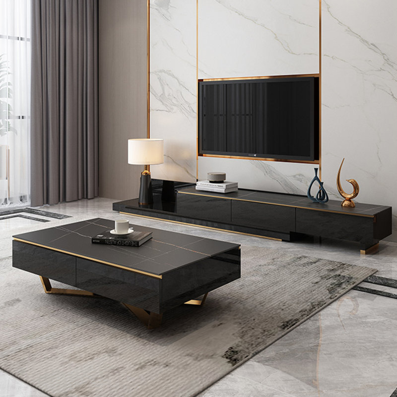 Nouvelle table basse avec meuble télé, Noir, noir, noir, noir