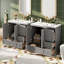 Meuble-lavabo autoportant de style Shaker avec lavabo en céramique et caractéristiques de fermeture en douceur pour un rangement élégant-121082385