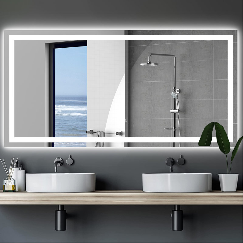 Miroir de salle de bain 72 "à DEL 36" - Brouillard, contrôle de la luminosité, couleur, facile à installer réglable, couleur, simple