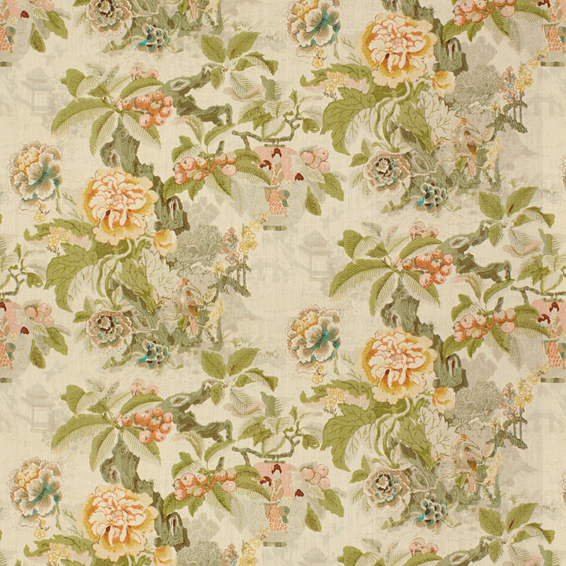 Chinese Lantern Fabric, Green
