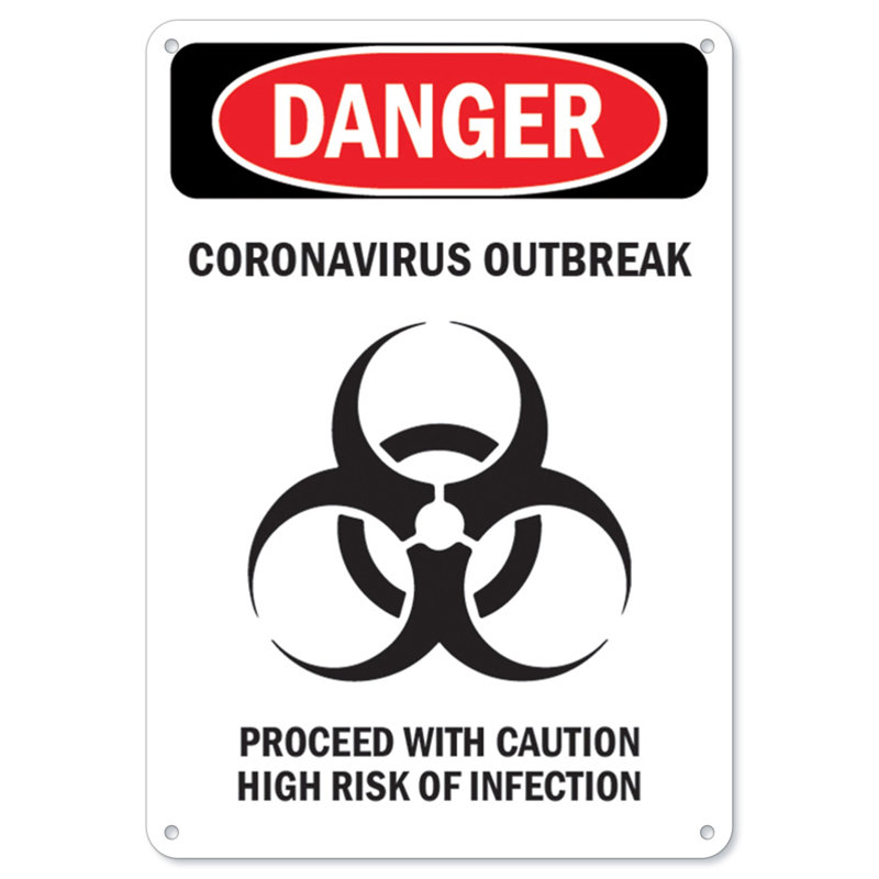 Panneau en plastique 10 "x 7" danger Corona