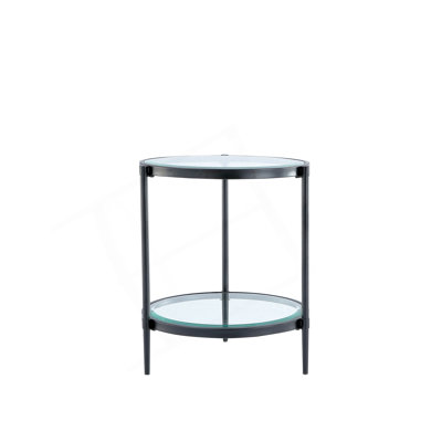Sleek Minimalist Coffee Table, Crystal Tempered Glass + Matte Black Industrial Frame by Wrought Studio