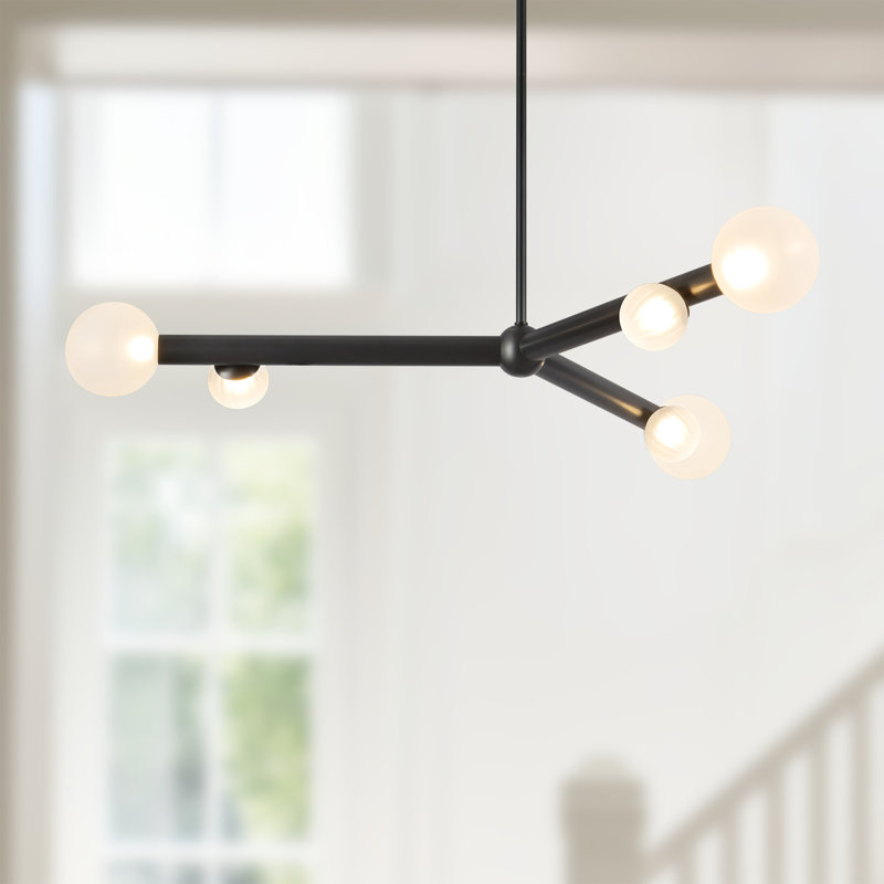 Reese 6 - Light LED Chandelier, Urban Bronze/Opal Glass