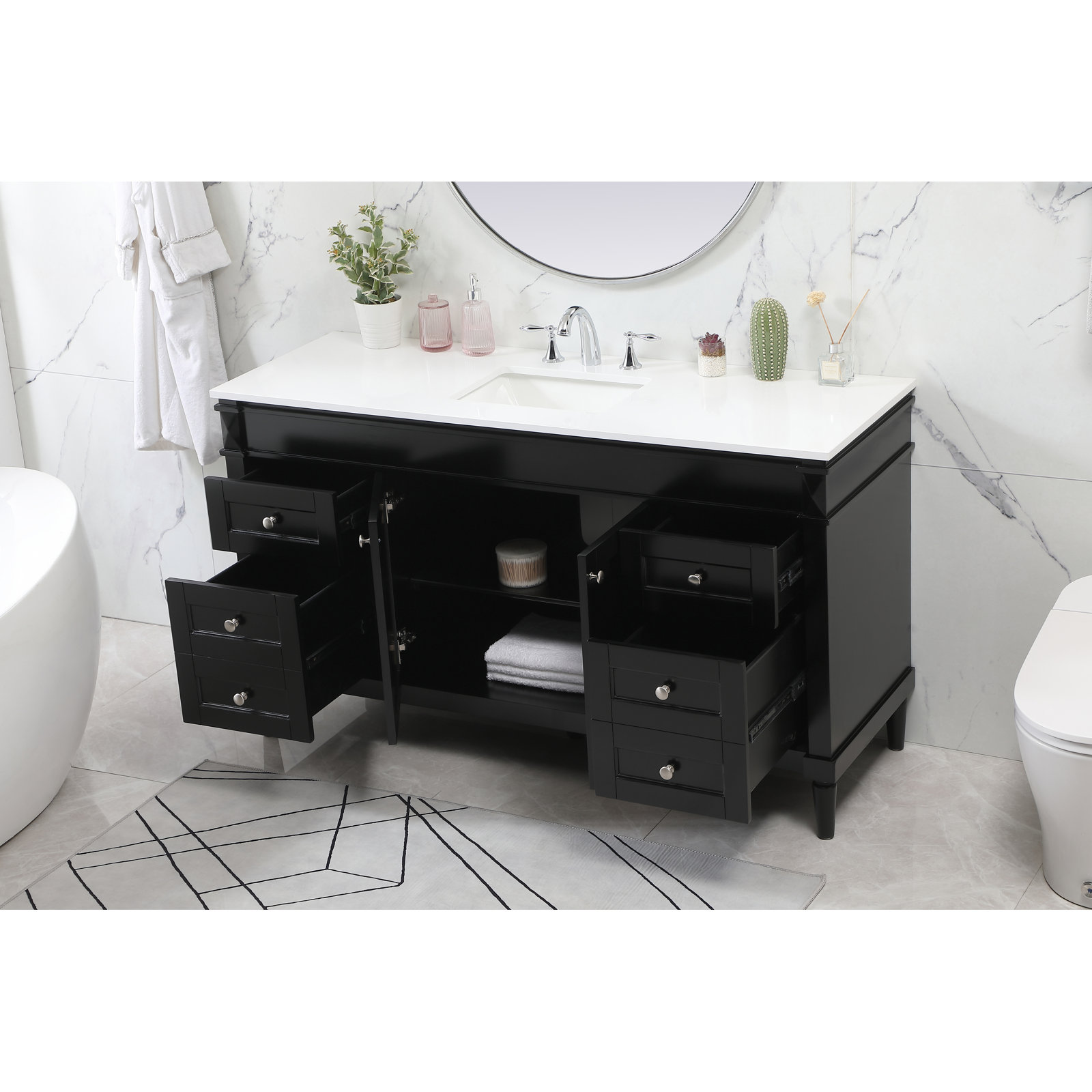 Readington 60'' Single Bathroom Vanity, Black