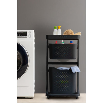 Organisateur de salle de bain polyvalent, plastique anthracite, 7,3 x 17,3 x 33,1 pouces | Fabrication 100% plastique durable | Solution de rangement supplémentaire pour les espaces bien rangés, idéale pour les articles de toilette et les articles essentiels