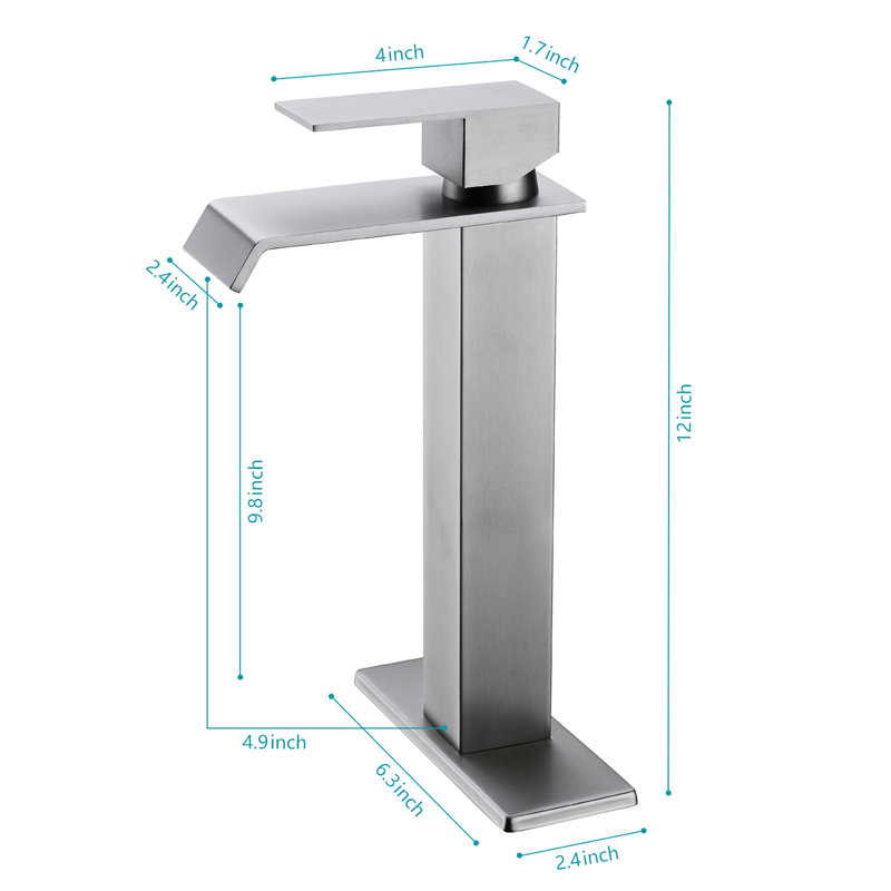 Robinet pour salle de bain Waterfall Flow, Nickel brossé