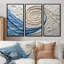 Spirales abstraites dans des tons blancs et bleus II - ensemble de reproductions d'art abstrait spirales murales-107182276-107182291