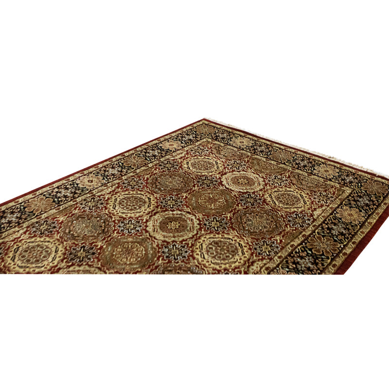 High-Quality Hand-Knotted Red And Black Area Rug