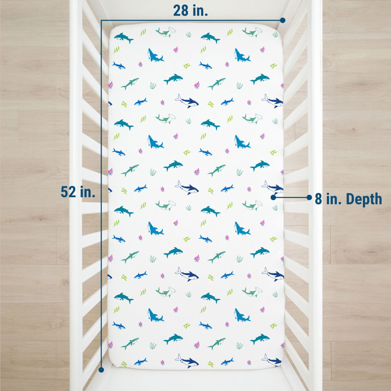Wildkin 100% Cotton Fitted Crib Sheet – Soft & Breathable Fitted Sheet - Shark Attack
