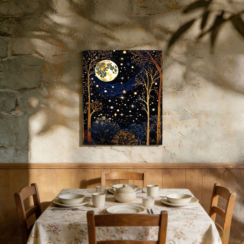 Lune et étoiles, art mural non encadré, L 36 po x l 24 po
