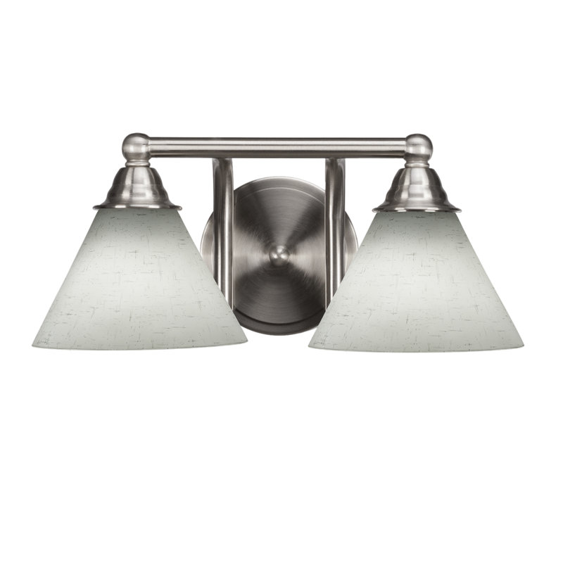 Barre d'éclairage de salle de bain 2 lumières Michell, Nickel brossé, Mousseline blanche