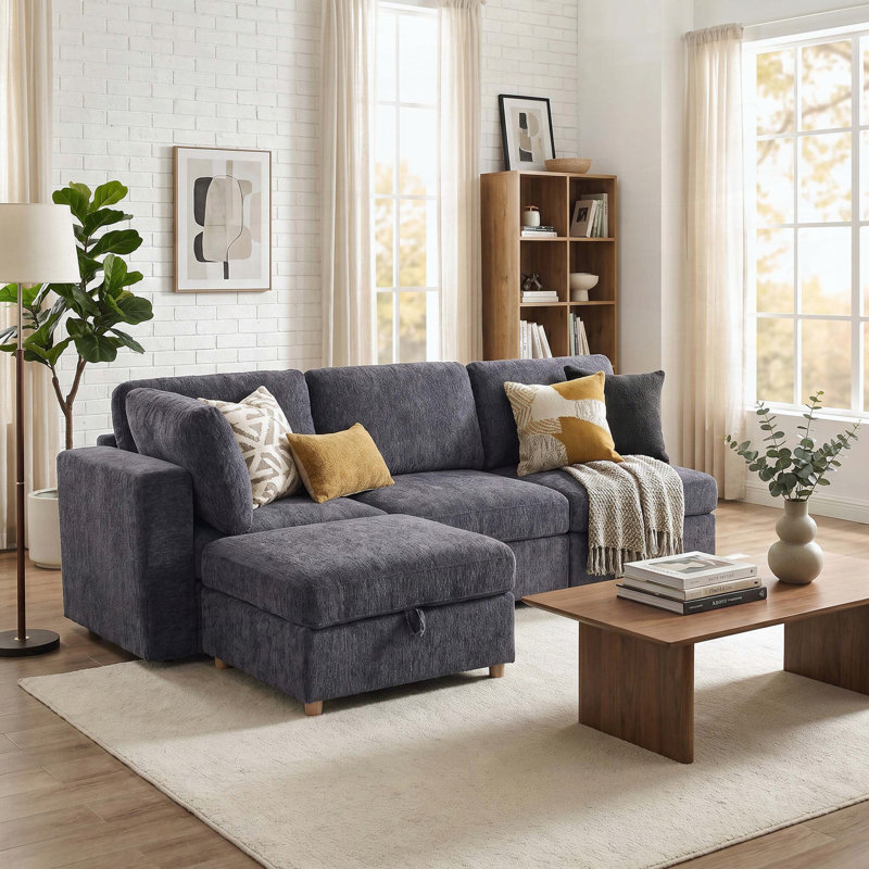 Canapé modulaire modulaire, Gris + 4 sièges