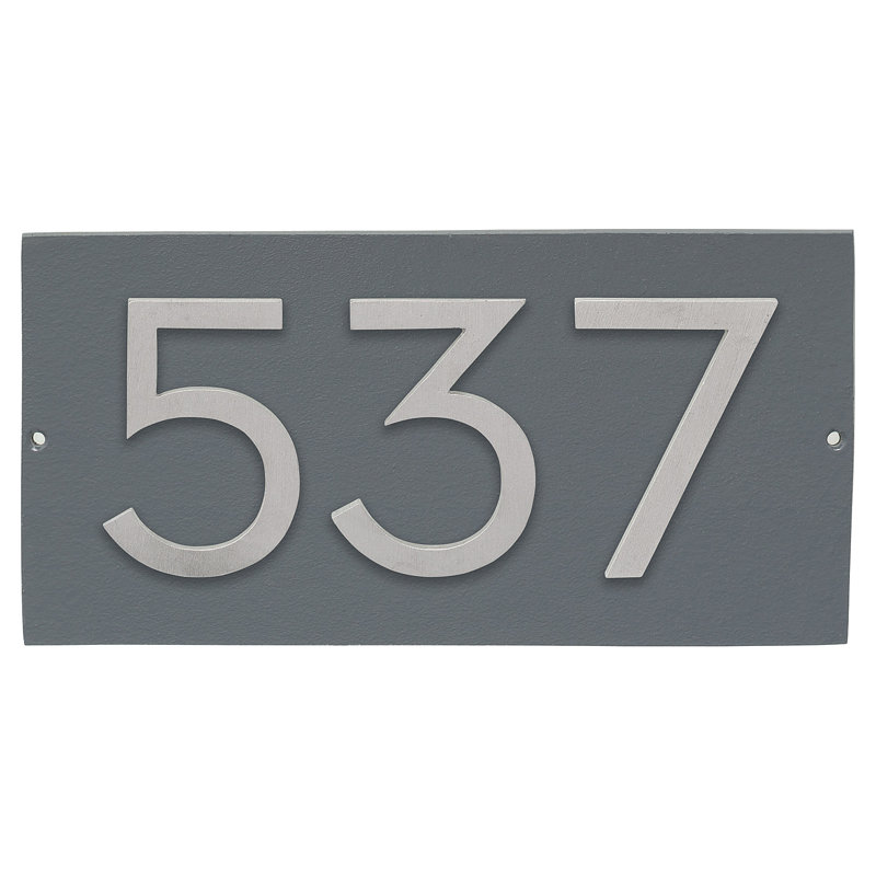 Plaque d’adresse murale flottante linéaire, Oui, gris, Aluminium brossé
