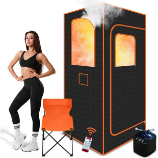 Portable Infrared Steam Sauna Box For Home, Personal Warm Sauna Tent With Red Light Function, 3L/1200W Steamer, Remote Control, Folding Chair, Indoor Home Spa Relaxation, 32" X 32" X 71"