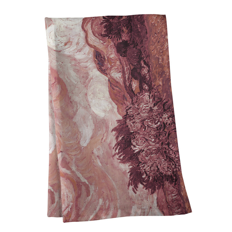 Serviette de thé avec blé cyprès wheatfield, Polyester sergé, Brun pâle