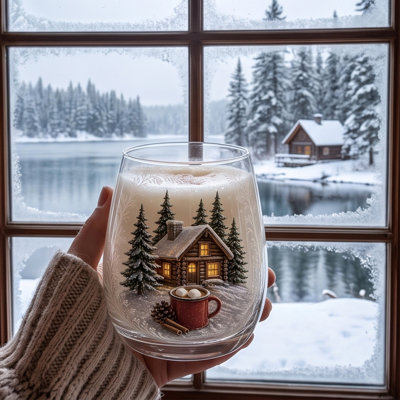Décorations de Noël Décorations de Noël d'hiver Verre en verre Cozy Cabin Designs