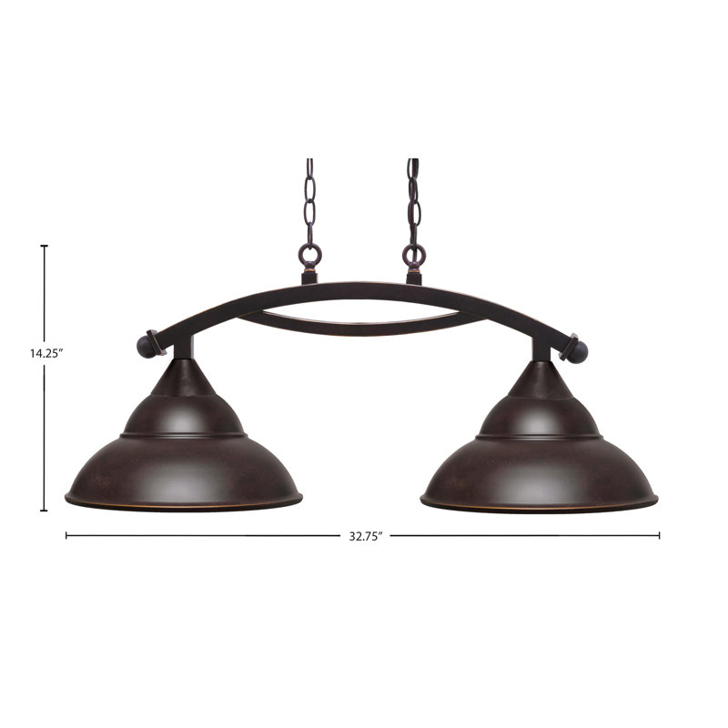 Luminaire suspendu linéaire à 2 lumières pour îlot de cuisine Eisenhauer, Granite noir