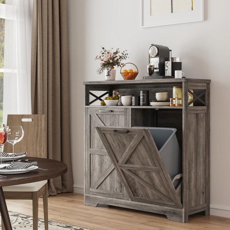 Caffey Double Tilt Out Trash Can Cabinet For 20 Gallon Garbage Can, Gray