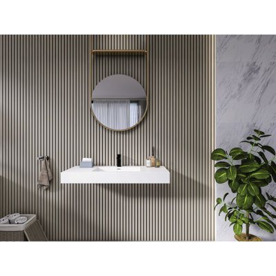 Rectangular Vessel Sink For Bathroom, 48.32 Inches, Solid Surface, Matte White, Smooth And , Easy To Install