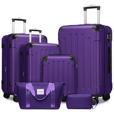 Ensemble de 6 valises avec sacs de voyage, valises rigides extensibles avec roulettes à verrou TSA