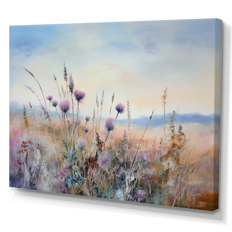 «Mauve chardon champ», impression sur toile, H 34 po x l 44 po x P 1,5 po, Toile tendue