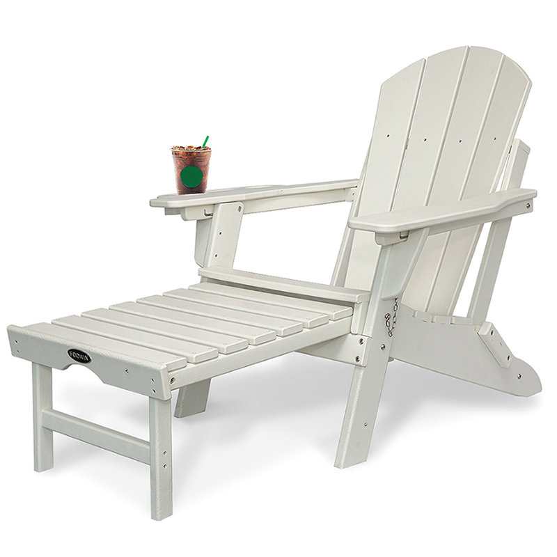 Adjustable Backrest Adirondack Chair HDPE Adirondack Chair with Ottoman, White