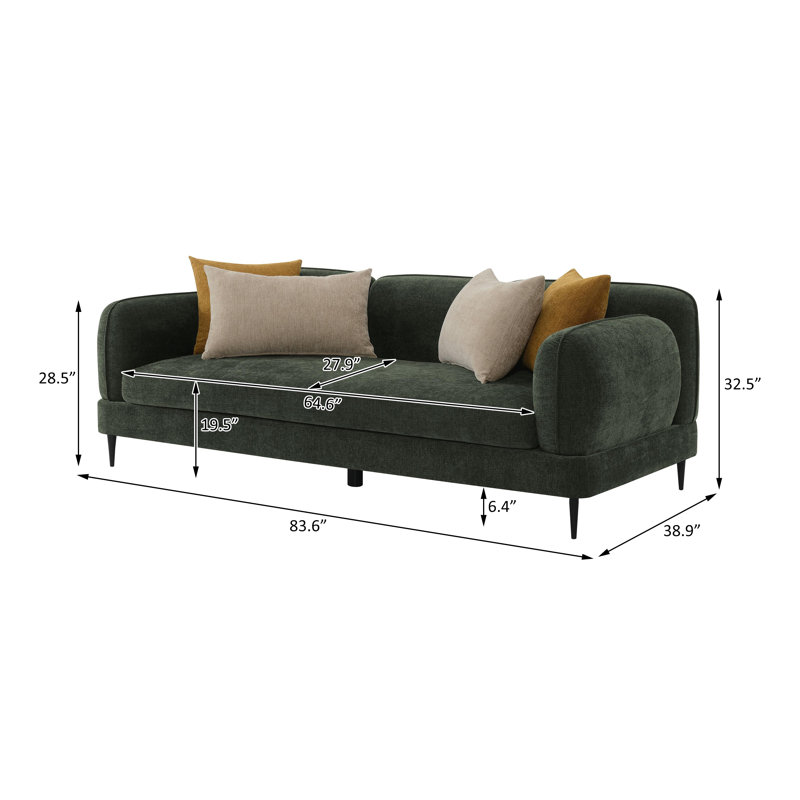 Ensemble de canapé 2 pièces revêtu de chenille vert
