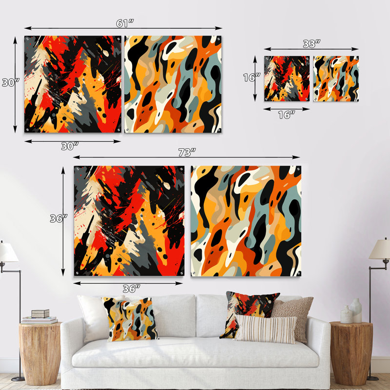 Consilia - Ensemble de 2 verres muraux abstraits en acrylique, H 16 po x l 33 po