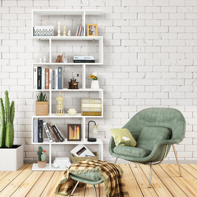  Bibliothèque à 6 niveaux H 75 po x l 31,5 po, Blanc, H 75 po x l 31,5 po x P 9 po