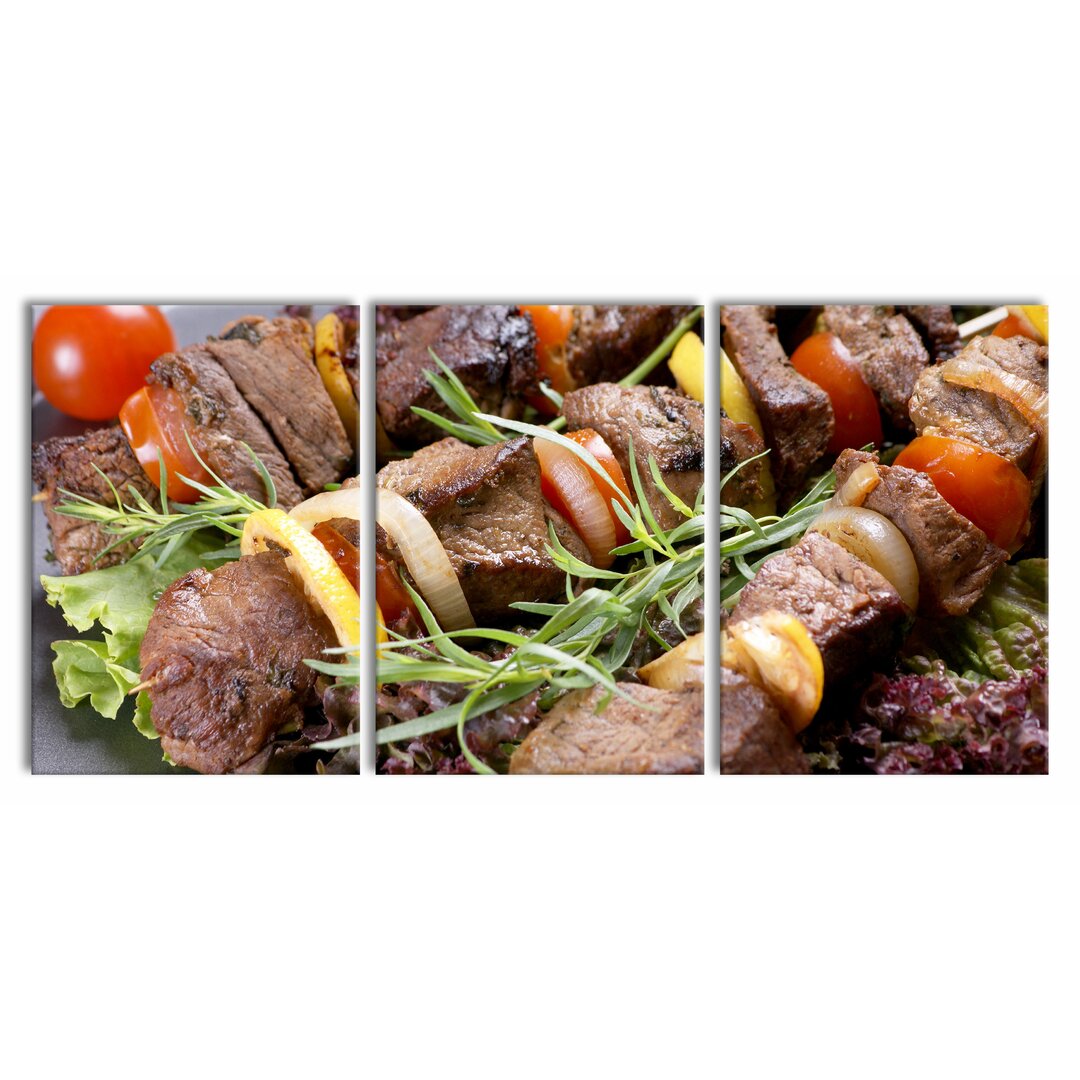 3-tlg. Leinwandbilder-Set Delicious Shashlik Meat Skewer