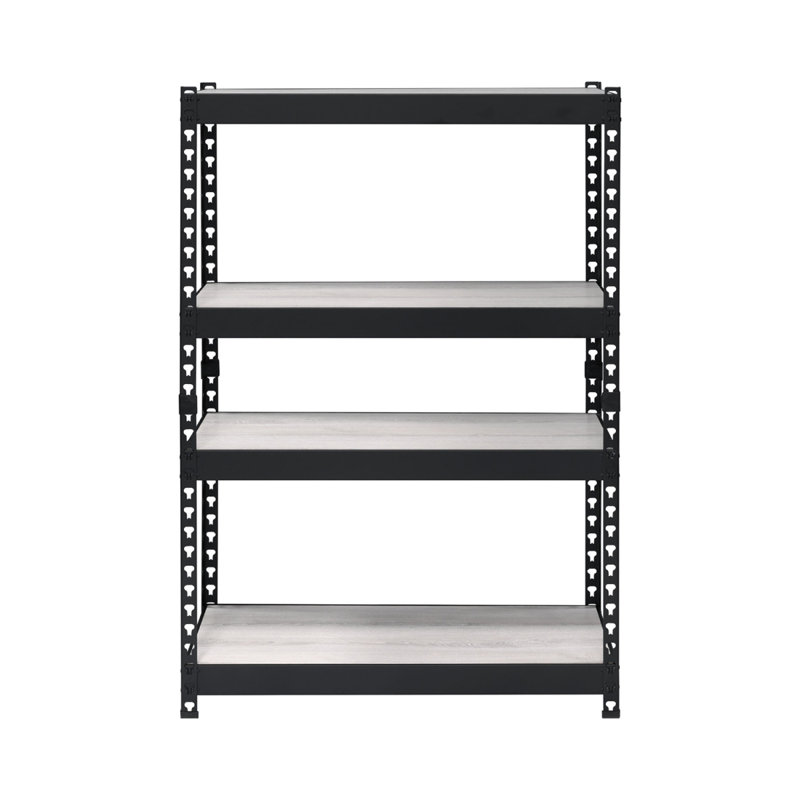Bibliothèque rectangulaire à 4 niveaux avec tablettes réglables, naturel et noir