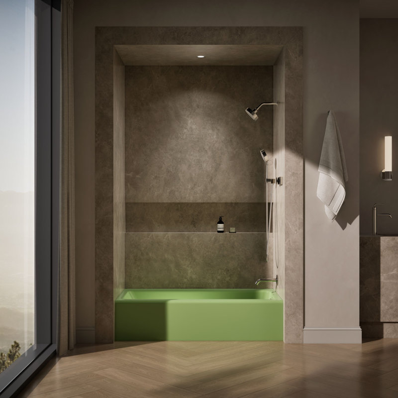 Bellwether® 60" x 30.25" Alcove Soaking Cast Iron Bathtub, Fresh Green, Right