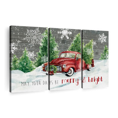 «Merry And Bright Christmas Truck» sur toile
