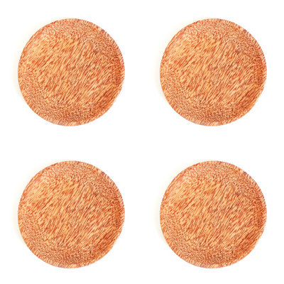Round Coconut Wood Plate 4-Pack