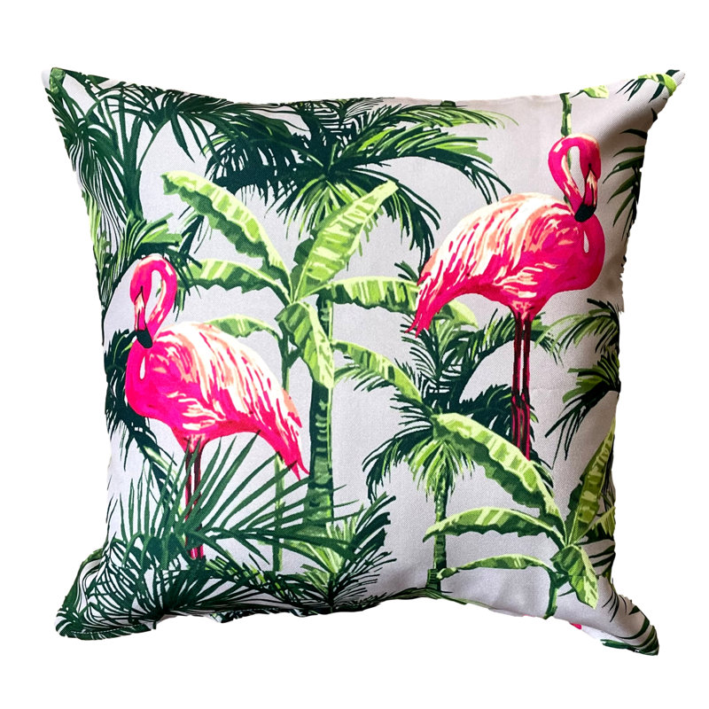 Kinsky Indoor / Outdoor Floral Grey Square Throw Cushion With Filling