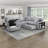 Meserve 121" Contemporary Square Arm Boucle Sectional with Pull-Out Bed-194444023-194030264