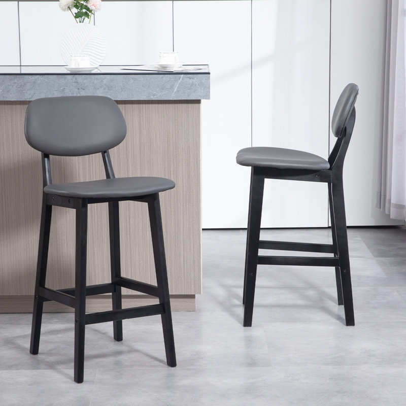 Valenza Upholstered 65cm Counter Stool with Solid Wood Frame, Grey