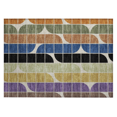 Machine Washable Indoor/Outdoor Lockway ACN2418 Mid-Century Modern Rug
