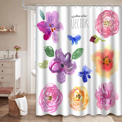 Blue Waterproof Shower Curtain,Shower Curtains for Bathroom with 12 Hooks