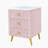Upholstered Wooden Nightstand With 3 Drawers And Metal Legs&Handles, Bedside Table With Marbling Worktop - Pink-1208778070