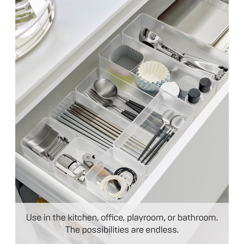 Yamazaki Home Stackable Organizers [Set Of 2] - Four Sizes, Deep, White