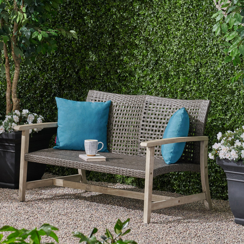 Causeuse d'extérieur en bois d'acacia, ensemble de conversation pour meubles de patio