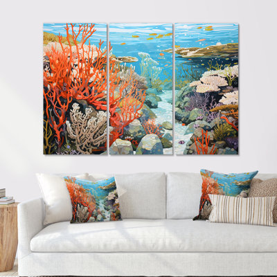 Corail et anémone III - Ensemble d'art mural corail sous l'eau