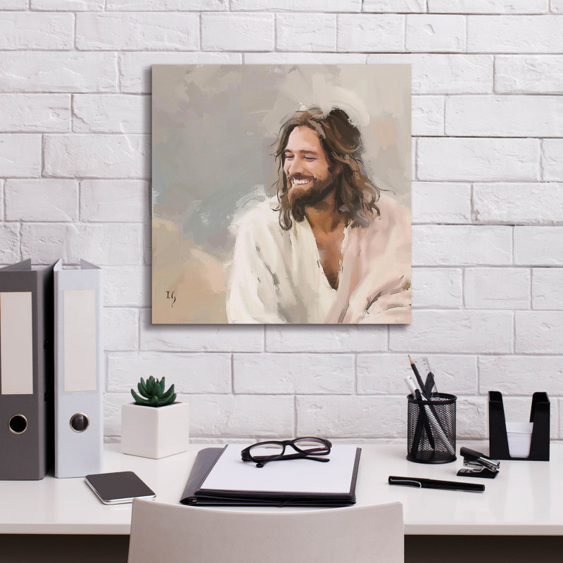 "Epic Graffiti" Joyful Grace - Sourire Jésus-Christ "par Ivan Guaderrama, art mural sur toile, H 18 po x l 18 po x P 0,75 po