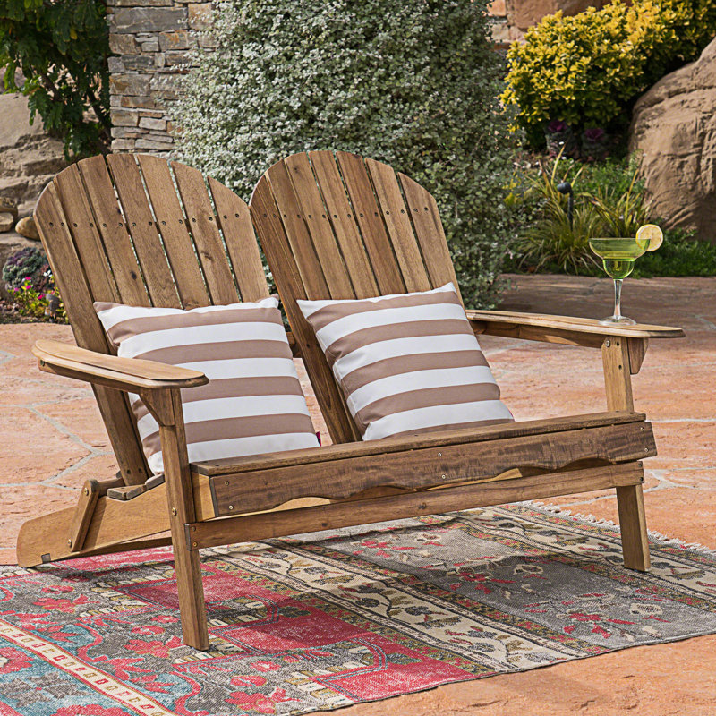 Causeuse Adirondack, chaise Adirondack d'extérieur avec détails fabriqués à la main, Naturel