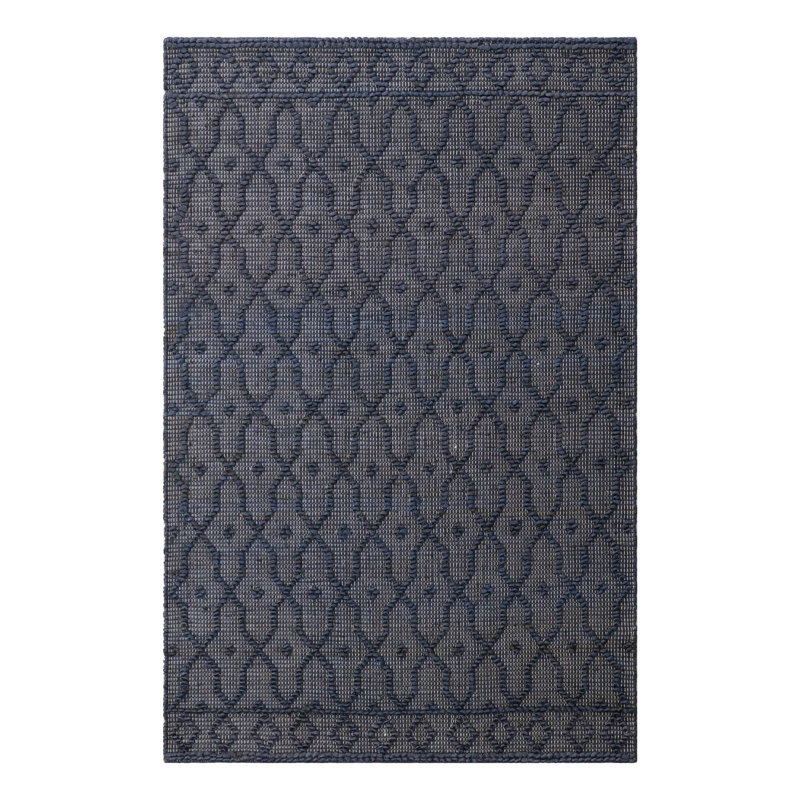 Tapis bleu marine en jute / sisal tissé à la main, Rectangle 4 pi 1 po x 6 pi 1 po