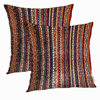Vintage Persian Floral Cushion Covers - Set of 2 | Oriental Carpet Pattern Throw Pillow Cases | Double Sided Sofa Cushion Covers Square