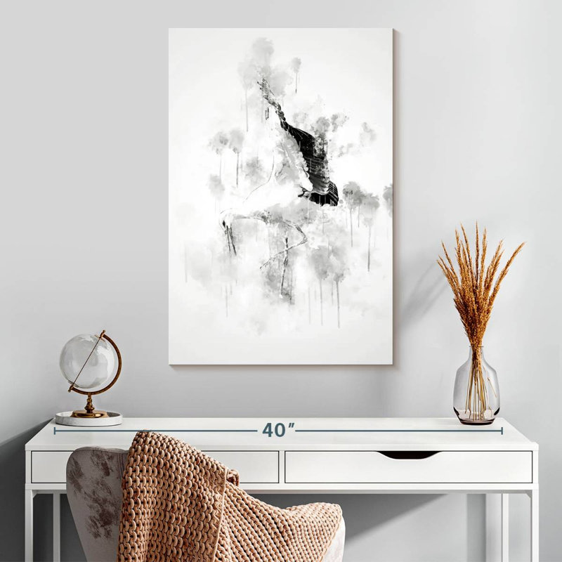 Brampt Stork Black And White, 30" H x 20" W